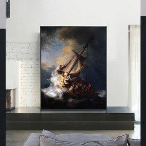 The Storm on the Sea of Galilee-Rembrandt,office,Reproduction of a Classic Painting,canvas Wall Art poster print,Custom sizes available