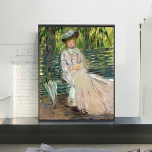 Woman Seated on a Bench-Claude Monet,Home office decor,Realism,Impressionism,canvas Wall Art poster Gift Ideas,Custom sizes available
