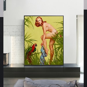 Bare Essentials, 1957-GIL ELVGREN,Giclee Repro Print,Retro Deco Pin-Up,American pin up girl,Home Office Decor,Wall Art,Custom size available