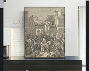TRIUMPH OF MORDECAI-Gustave Doré,Antique Wall Art,Vintage Religious Giclee Art Print,Bible Verse Art,Custom sizes available