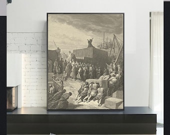 THE REBUILDING Of The TEMPLE-Gustave Doré,Antique Wall Art,Vintage Religious Giclee Art Print,Bible Verse Art,Custom sizes available
