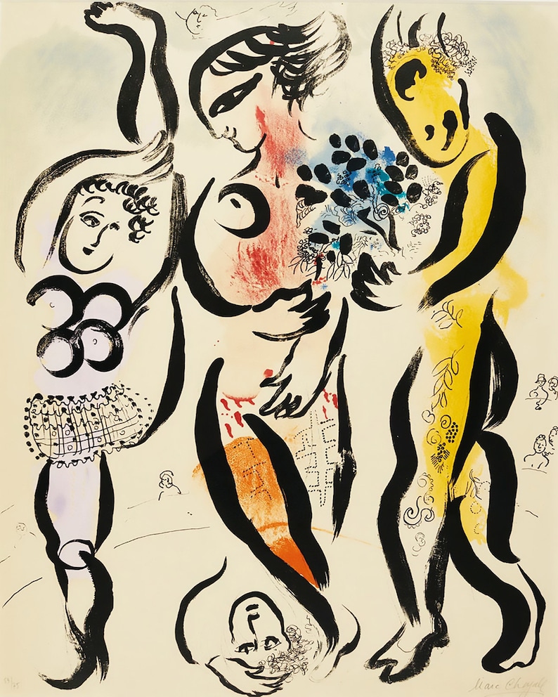 The Three Acrobats-marc Chagall,home Office Decor,ny Exhibition Print ...
