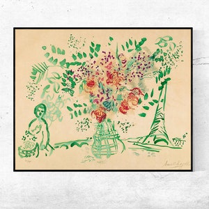 Chagall Le Bouquet Vert et Viole-Marc Chagall,Home office decor,NY Exhibition Print,canvas Wall Art poster,Custom sizes available