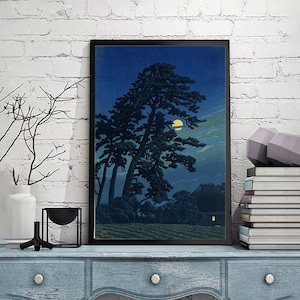 Full Moon in Magome by Kawase Hasui-Vintage Japan Poster,Japanese print,Ukiyoe Art,Woodblock reprints, giclée print,Custom size available