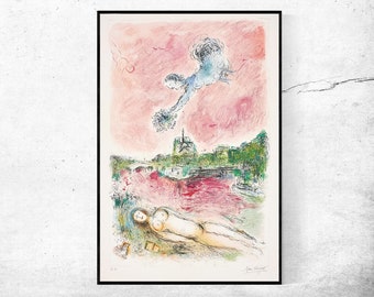 Vue de Notre-Marc Chagall, Hemmakontorsinredning, Utställningstryck i New York, Canvastavla, Väggkonstposter, Anpassade storlekar tillgängliga
