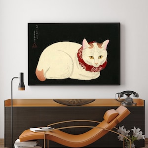 稲垣智雄による日本のアートプリント「猫（うん）」、木版画