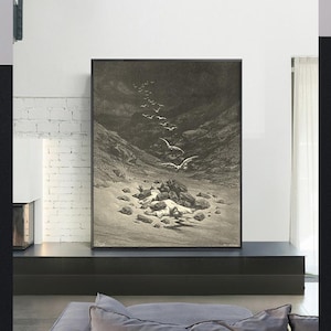 DE STEUNING van ACHAN-Gustave Doré, antieke muurkunst, vintage religieuze giclee-kunstdruk, bijbelverskunst, aangepaste maten beschikbaar