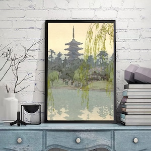 Staw Sarusawa autorstwa Yoshidy Hiroshi-Vintage Japan Poster,Japanes fine print,Sztuka Ukiyoe,Przedruki drzeworytów, druk giclée,Dostępny rozmiar niestandardowy