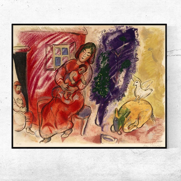 MATERNITe-Marc Chagall,Home office decor,NY Exhibition Print,canvas Wall Art poster,Custom sizes available