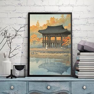 Sanggye Pavilion, Paekyang Temple by Kawase Hasui-Vintage Japan Poster,Ukiyoe Art,Woodblock reprints, giclée print,Custom size available