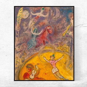 Cirque-Marc Chagall, Home office decor, NY Exhibition Print, canvas Wall Art poster, Aangepaste formaten beschikbaar
