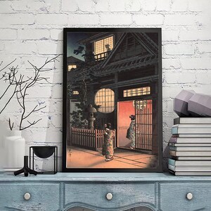 Teahouse at Night de Tsuchiya Koitsu-Vintage Japan Poster, impresión japonesa, arte Ukiyoe, reimpresiones en madera, impresión giclée, tamaño personalizado disponible