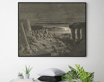 THE PLAGUE Of DARKNESS-Gustave Doré,Antique Wall Art,Vintage Religious Giclee Art Print,Bible Verse Art,Custom sizes available