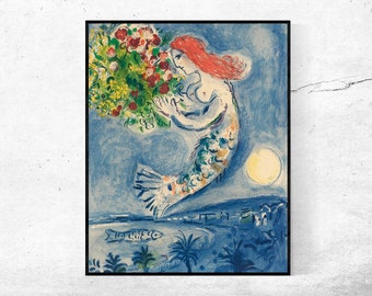 Bay Of Angels-Marc Chagall,Home office decor,NY Exhibition Print,canvas Wall Art poster,Custom sizes available