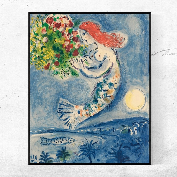 Bay Of Angels-Marc Chagall,Home office decor,NY Exhibition Print,canvas Wall Art poster,Custom sizes available