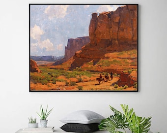 Monument Valley, Riverbed-Edgar Alwin Payne, impressões artísticas, decoração de escritório, arte de parede giclée, impressões de paisagens ocidentais americanas, tamanho personalizado disponível