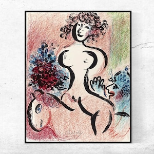 Chagall Reiterin mit Blumenstrauss-Marc Chagall,Home office decor,NY Exhibition Print,canvas Wall Art poster,Custom sizes available