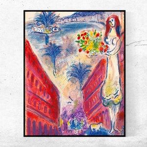 Avenue de la Victoire em Nizza-Marc Chagall, decoração de escritório doméstico, impressão de exposição em NY, pôster de arte de parede em tela, tamanhos personalizados disponíveis