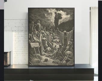 THE VISION Of The Vvally Of Dry Bones-Gustave Doré,Antique WallArt,Vintage Religious Giclee Art Print,Bible Verse Art,Custom sizes available