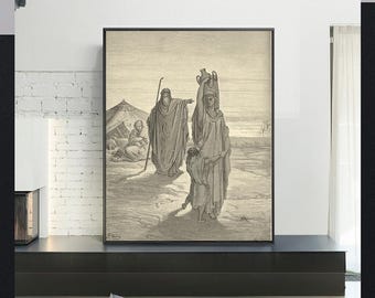 THE EXPULSION of ISHMAEL and his mother-Gustave Doré,Antique Wall Art,Vintage Religious Giclee Art,Bible Verse Art,Custom sizes available
