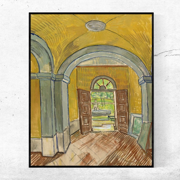 Vestibule in the Asylum-Vincent van Gogh, decor,Realism,Post-Impressionism,canvas Wall Art poster Gift Ideas,Custom sizes available