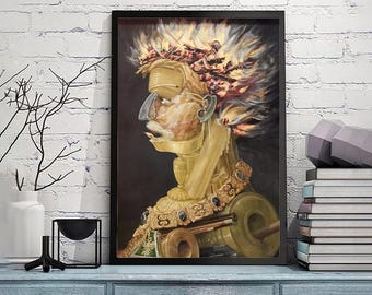 Fire-Giuseppe Arcimboldo,Italian Painter,Colorful Botanical Art,Home office decor,Gift Idea,Vintage Wall Art,Custom sizes available