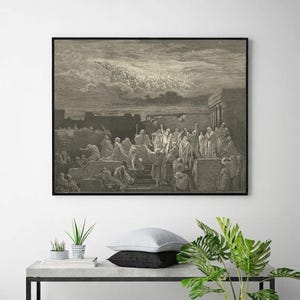 DE VERSCHIJNING van het leger in de hemel: Gustave Doré, antieke muurkunst, religieuze giclee-kunstdruk, bijbelverskunst, aangepaste formaten beschikbaar