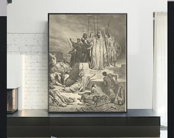 THE FAMINE In SAMARIA-Gustave Doré,Antique Wall Art,Vintage Religious Giclee Art Print,Bible Verse Art,Custom sizes available