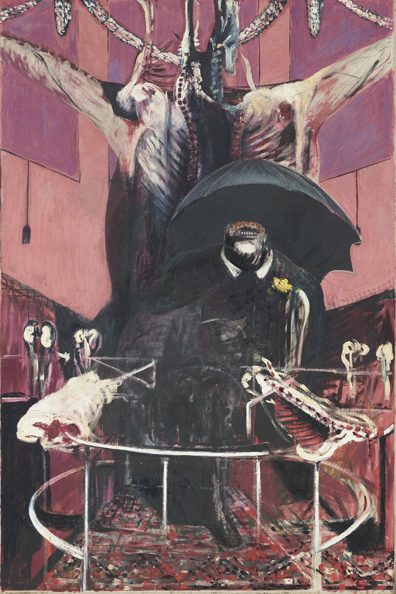 Francis Bacon Peinture 1946-Francis Bacon, Décor de bureau à domicile, Décoration murale moderne, Art surréaliste, art sur toile, Impression jet d'encre, Tailles personnalisées disponibles image 4