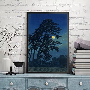 Full Moon in Magome by Kawase Hasui Vintage Japan Poster,Japaneseprint,Ukiyoe Art,Woodblock reprints, giclée print,Custom size available