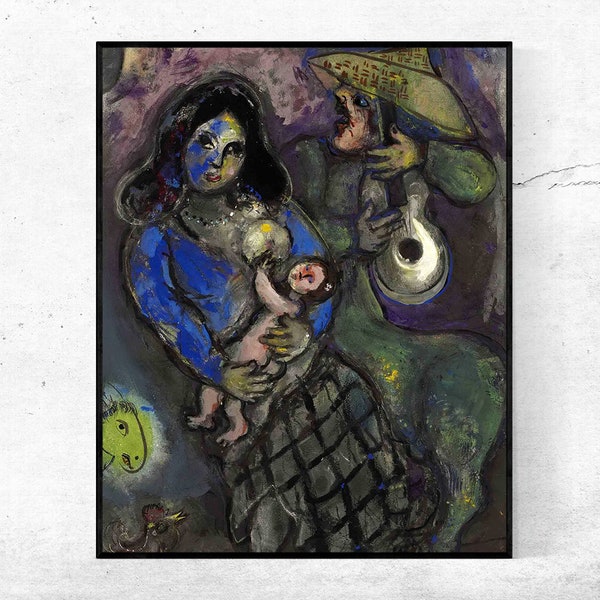 Maternite mexicaine-Marc Chagall,Home office decor,NY Exhibition Print,canvas Wall Art poster,Custom sizes available