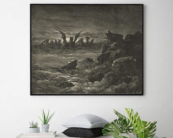 THE VISION Of The Four Beasts-Gustave Doré,Antique Wall Art,Vintage Religious Giclee Art Print,Bible Verse Art,Custom sizes available