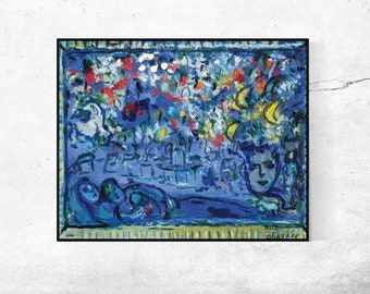 Couple-Marc Chagall, décor de bureau à domicile, impression d'exposition NY, affiche d'art mural sur toile, tailles personnalisées disponibles