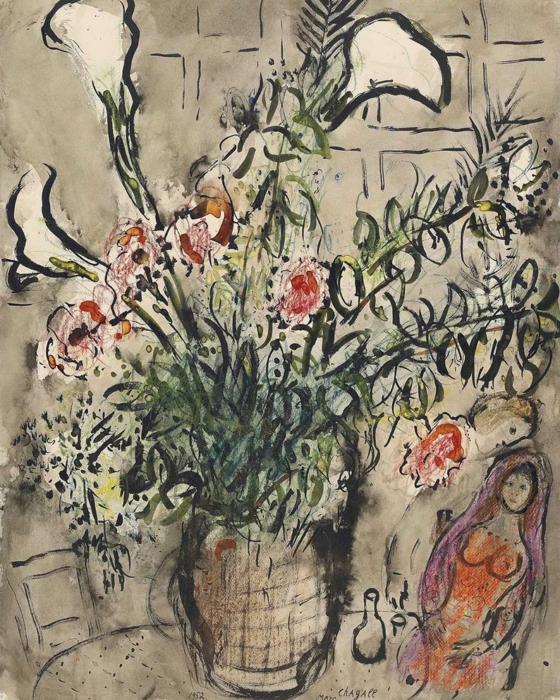 Bouquet D'arums, 1952-marc Chagall,home Office Decor,ny Exhibition ...