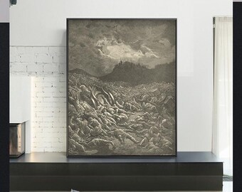 THE DESTRUCTION of the armies of the ammonites and moabites-Gustave Doré,Vintage Religious Giclee Art,Bible Verse Art,Custom sizes available