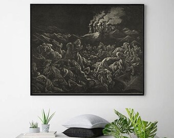 THE MIDIANITES Put To FLIGHT-Gustave Doré,Antique Wall Art,Vintage Religious Giclee Art Print,Bible Verse Art,Custom sizes available