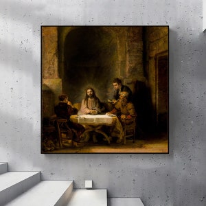 Rembrandt&#39;s Supper at Emmaus,1648-Rembrandt,Home office decor,Reproduction of aClassic Painting,Wall Art poster print,Custom sizes available