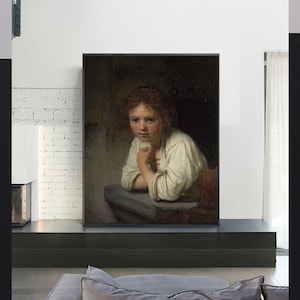 Girl At A Window, 1645-Rembrandt,Home office decor,Reproduction of a Classic Painting,canvas Wall Art poster print,Custom sizes available