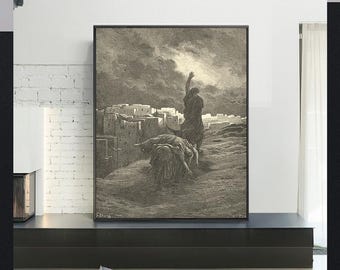 THE LEVITE BEARING away the bod of the woman-Gustave Doré,Vintage Religious Giclee Art Print,Bible Verse Art,Custom sizes available