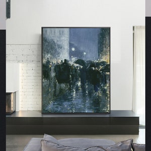 Rainy Night, -Frederick Childe Hassam,Home Office Dekor,Giclee Druck Reproduktion,Leinwand Wand Kunst Poster Druck,Custom größen verfügbar