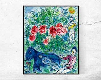 LANE BLEU - Marc Chagall, Hemmakontorsinredning, Utställningstryck i New York, Canvastavla, Väggkonstposter, Anpassade storlekar tillgängliga