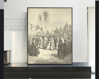 THE MEETING Of JACOB And Esau-Gustave Doré,Antique Wall Art,Vintage Religious Giclee Art Print,Bible Verse Art,Custom sizes available