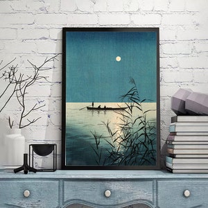 Moonlit Sea by Koho Shoda-Vintage Japan Poster,Japanese fine art print,Ukiyoe Art,Woodblock reprints, giclée print,Custom size available