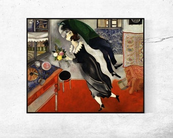 Birthday-Marc Chagall,Home office decor,NY Exhibition Print,canvas Wall Art poster,Custom sizes available