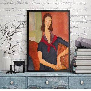 Jeanne Hebuterne, 1919 02-Amedeo Modigliani,Decoración del hogar,Retrato de mujer modernista,Impresión Giclee vintage,Póster de arte mural,Tamaños personalizados disponibles