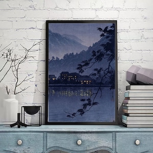 Yumoto Hotsprings in Nikko by Kawase Hasui-Vintage Japan Poster,art print,Ukiyoe Art,Woodblock reprints, giclée print,Custom size available
