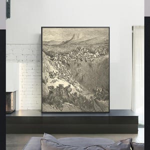 SAMSON DESTROYING the PHILISTINES with the iawbone of an ass-Gustave Doré,Antique Wall Art,Bible Verse Art,Custom sizes available