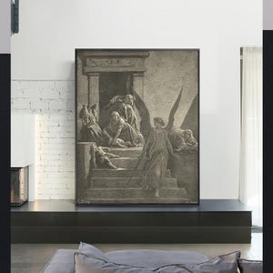 THE FIRSTBORN SLAIN-Gustave Doré,Antique Wall Art,Vintage Religious Giclee Art Print,Bible Verse Art,Custom sizes available