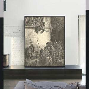 THE DEATH of JEZEBEL-Gustave Doré,Antique Wall Art,Vintage Religious Giclee Art Print,Bible Verse Art,Custom sizes available