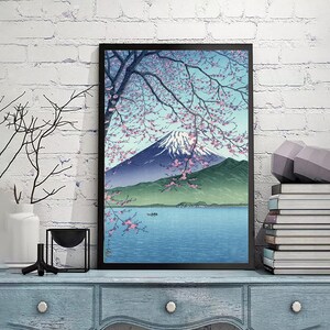 Mt. Fuji from Kishio by Kawase Hasui-Vintage Japan Poster,Japanese print,Ukiyoe Art,Woodblock reprints, giclée print,Custom size available
